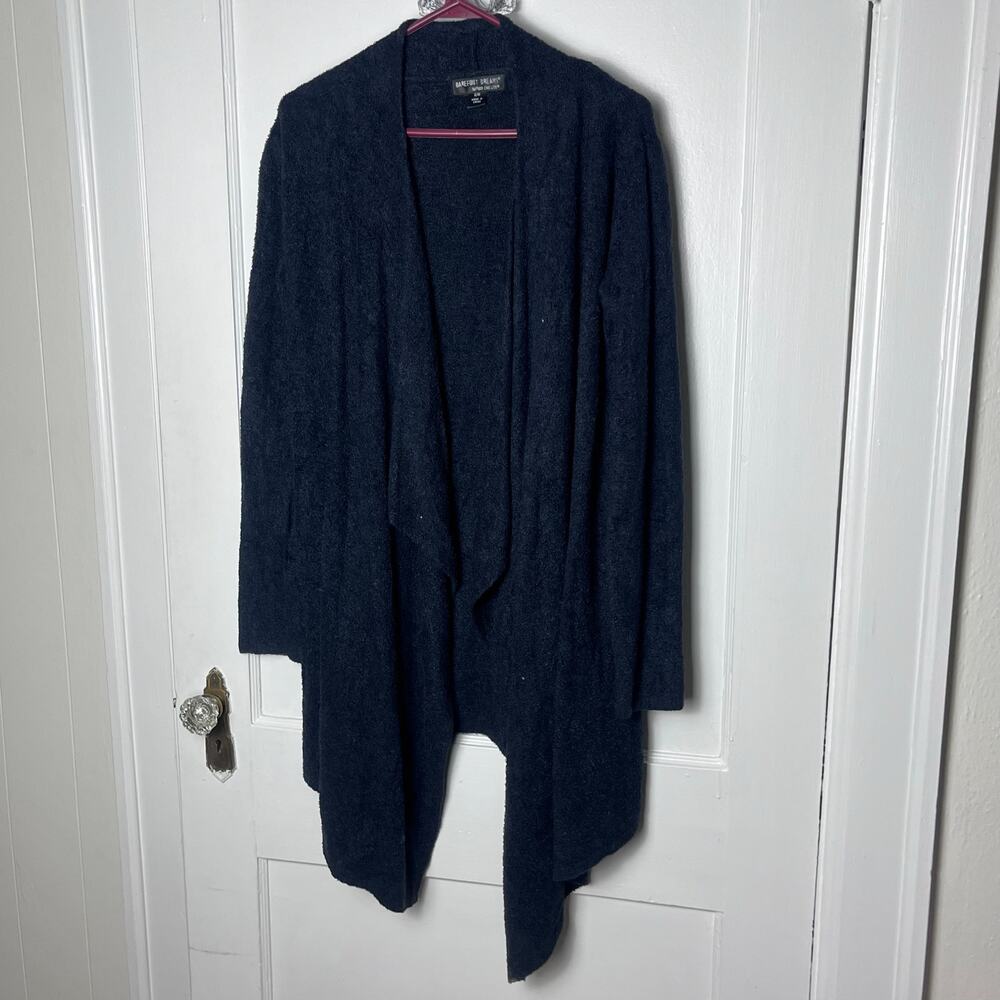 Barefoot Dreams Women's Bamboo Chic Light Waterfall Knit Dark Blue Cardigan S/M